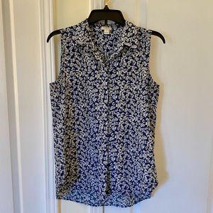 J CREW floral sleeveless button down top